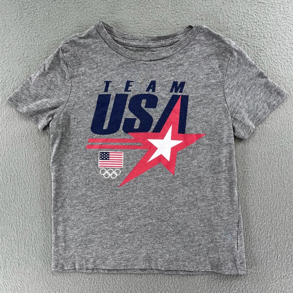 Outerstuff Team USA Olympics Graphic T-Shirt Heather Gray XS Patriotic Tee